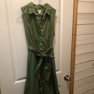 J. Crew sleeveless green shirt dress